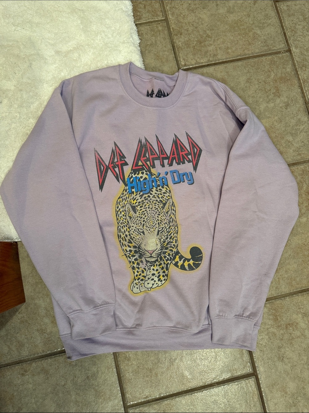 Def Leppard 'High 'n' Dry' Lilac Crewneck Sweatshirt
